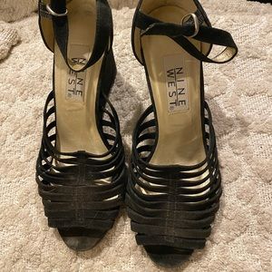 NineWest Black Wedge Sandals - size 7